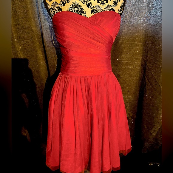 Minuet strapless midi spinny dress pinkish red.90's Y2K - Picture 3 of 9